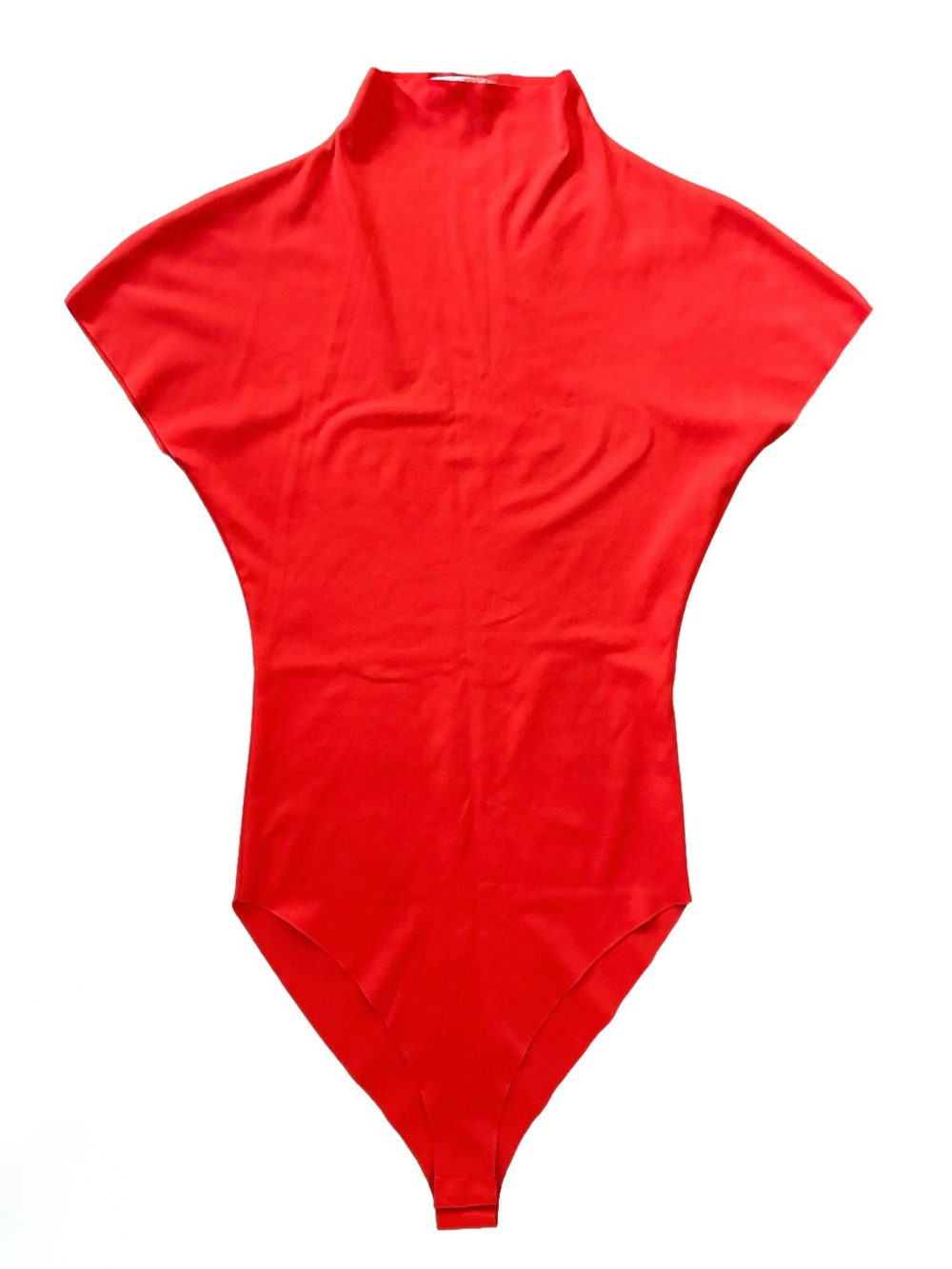 Zara Bright Red Short-Sleeve Mock Neck Bodysuit